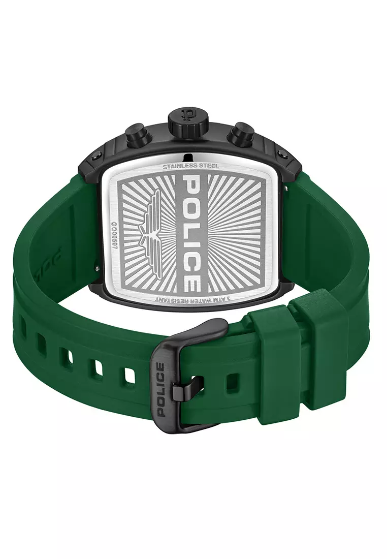 Police Coswig Green Rubber Analog Quartz Watch For Men PPEWGO0063103
