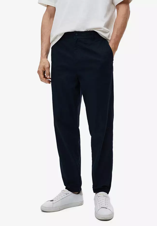Buy MANGO Man Cuffed Hem Cotton-Blend Trousers 2024 Online