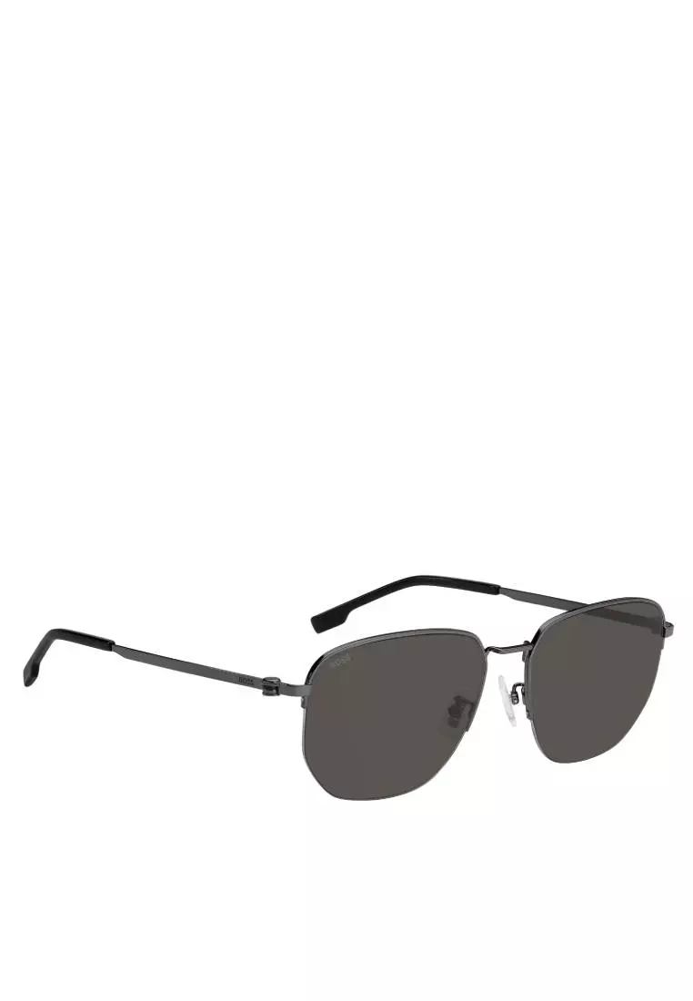 BOSS Sunglasses BOSS 1538/F/SK-V81-IR, Rectangular Geometrical Sharp with Dark Ruthenium Black color