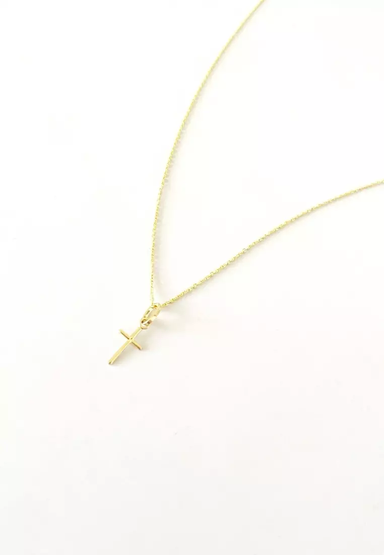 Collana Croce Mini 18K Gold Necklace in 16”