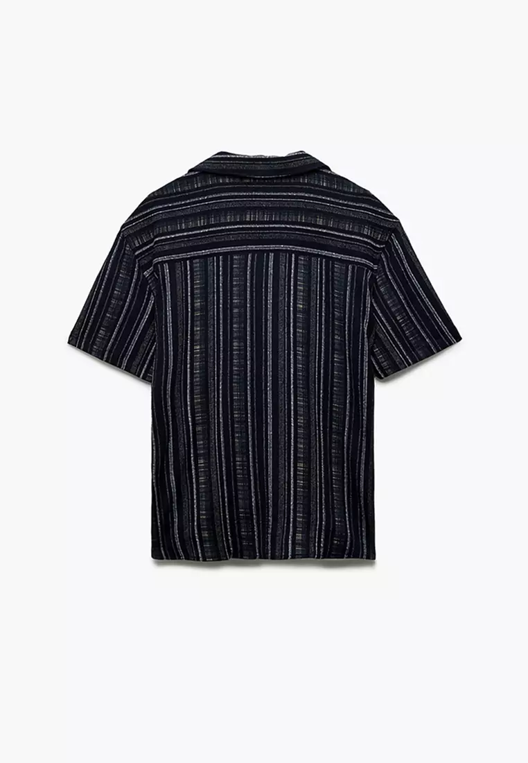 Turn-Down Collar Wrinkle Regular Fit Short Sleeve Shirt
