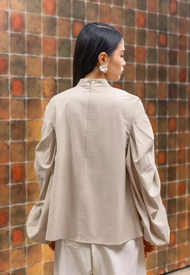 Kami Mahira Puff Sleeve Top Khaki