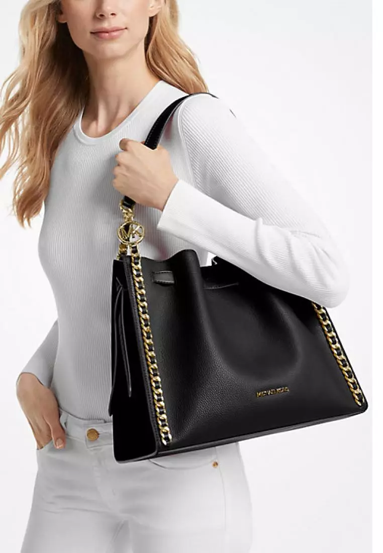 Michael Kors Mina Large Chain Shoulder Bag Black