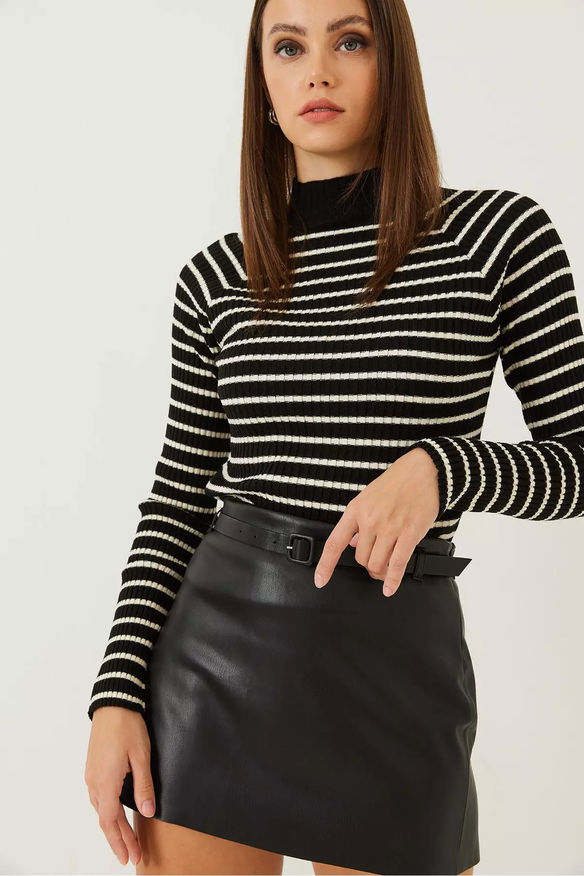Women's Striped Turtleneck Sweater