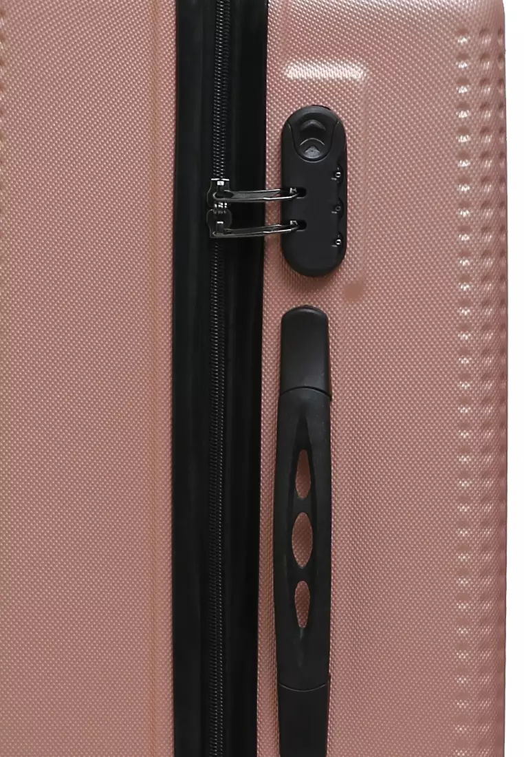 Isvara Tas Koper Hardcase One Set Unisex Large Compartment Suitcase Code Lock System Material ABS+PVC Coated ORIGINAL - Rose Gold