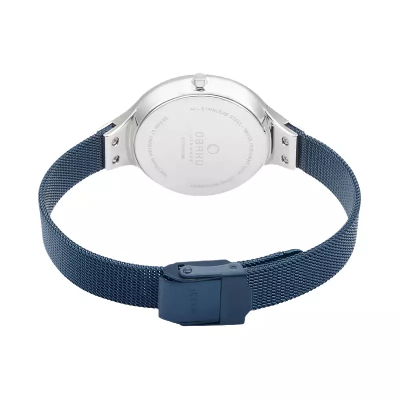 Jam Tangan Wanita Obaku V173LXCLML Sky Arctic Blue Mother Of Pearl Dial Blue Mesh Strap