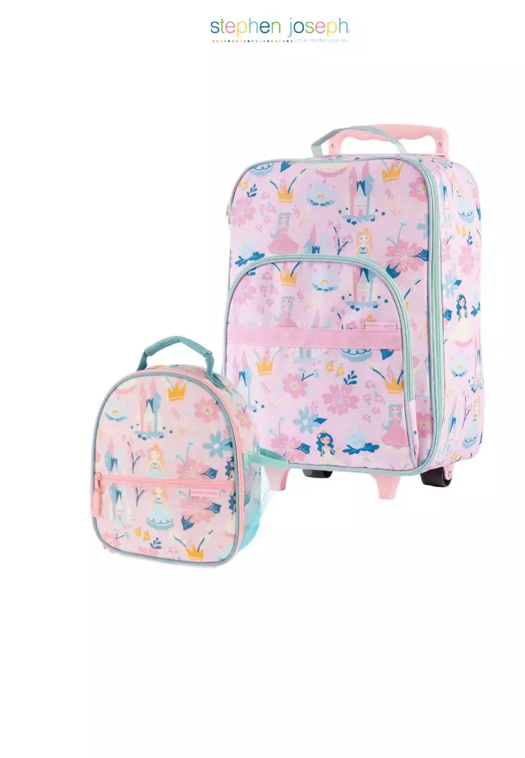 Stephen Joseph AOP Trolley Bag Unicorn with AOP Lunch Bag Princess for Kids