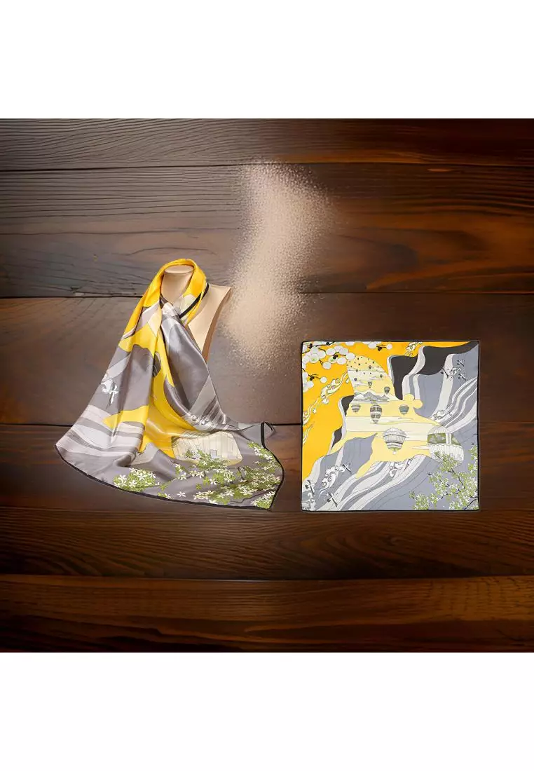 Luxury Silk Ladies' Large Scarf, Sun-Proof Crepe Satin, Premium Souvenir.