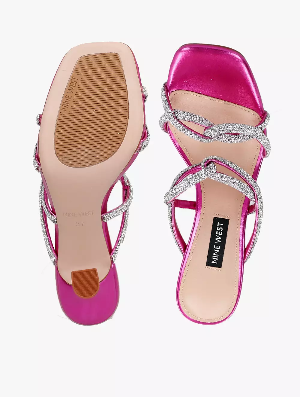 Jual Nine West Nine West Mana Heeled Slide Sandals Fuchsia Original