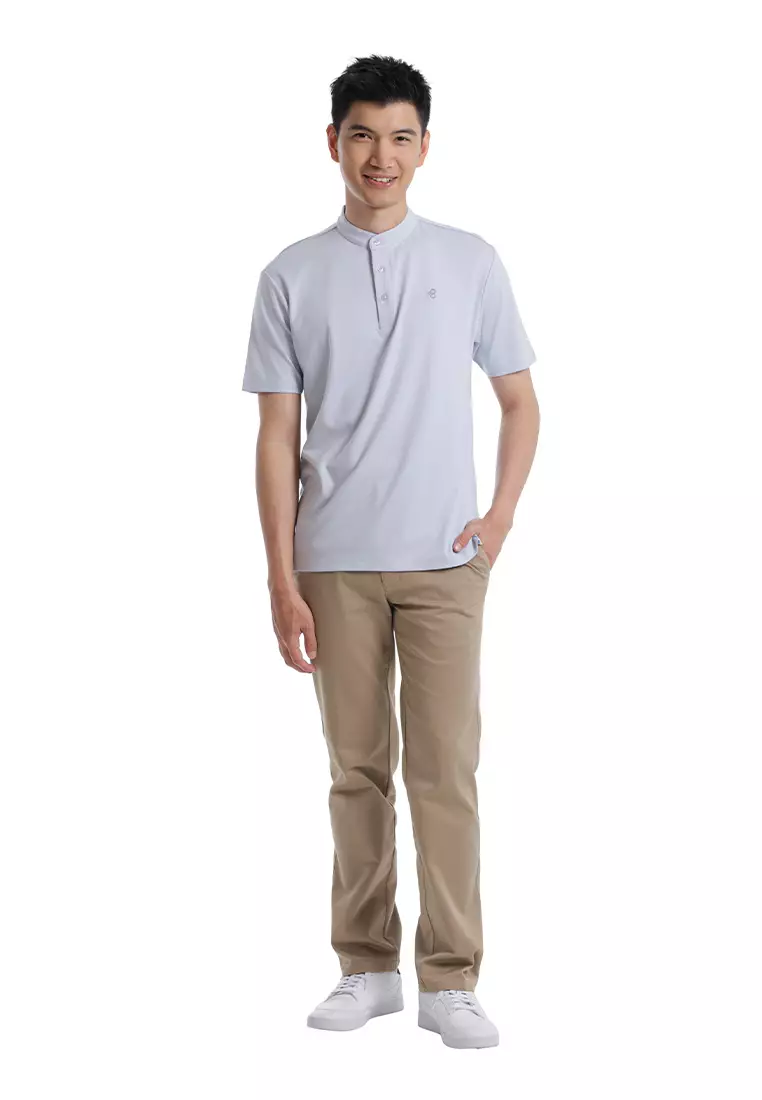 Byford Mandarin Polo Shirt Short Sleeve - 3626001A-30LightBlue