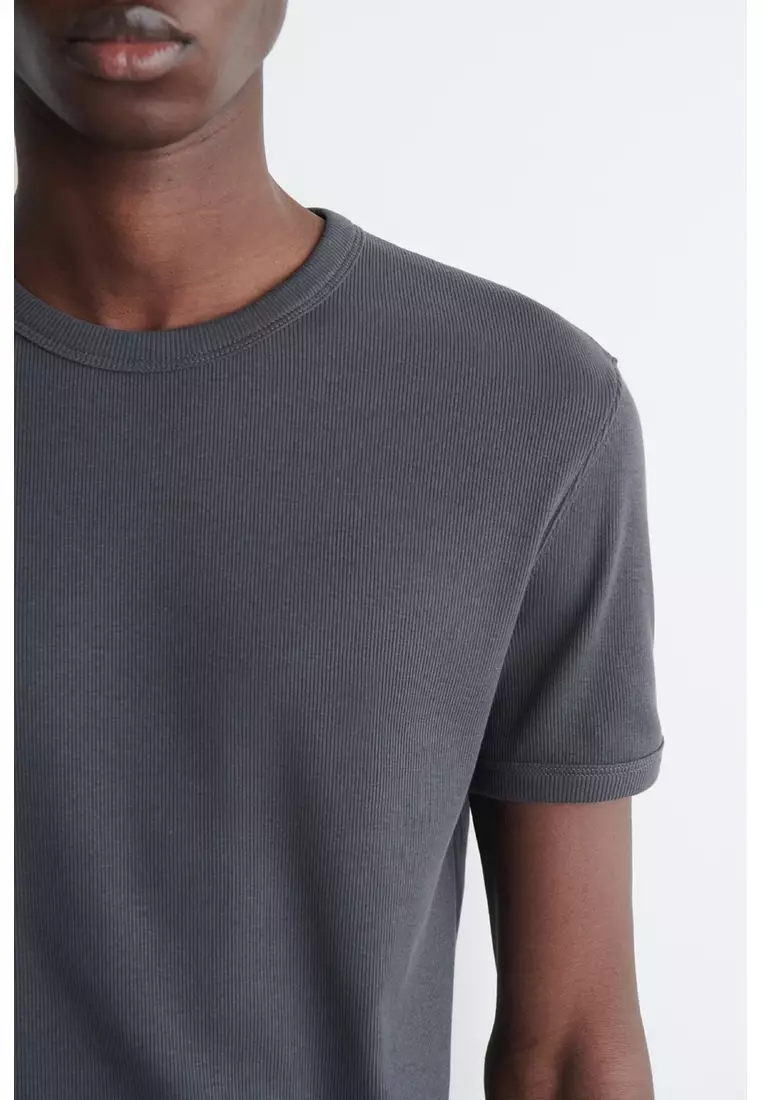 SLIM RIBBED COTTON T-SHIRT