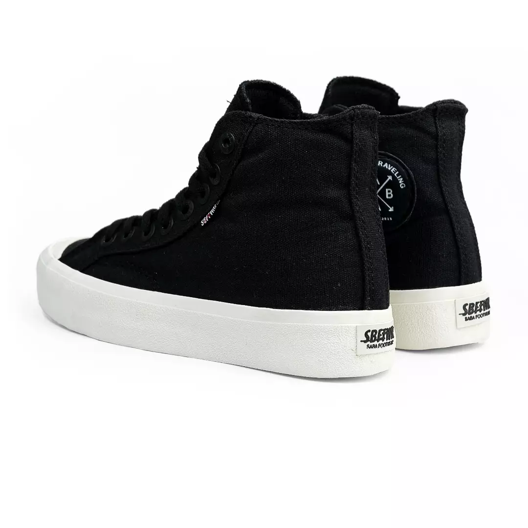 Saba Basic High All Black White - Sepatu Sneakers Casual Pria Wanita