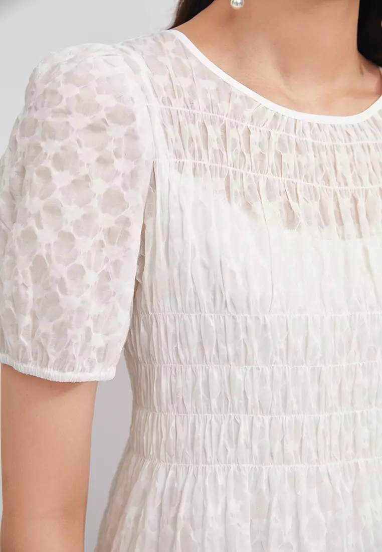 Round Neck Textured Midi Dress