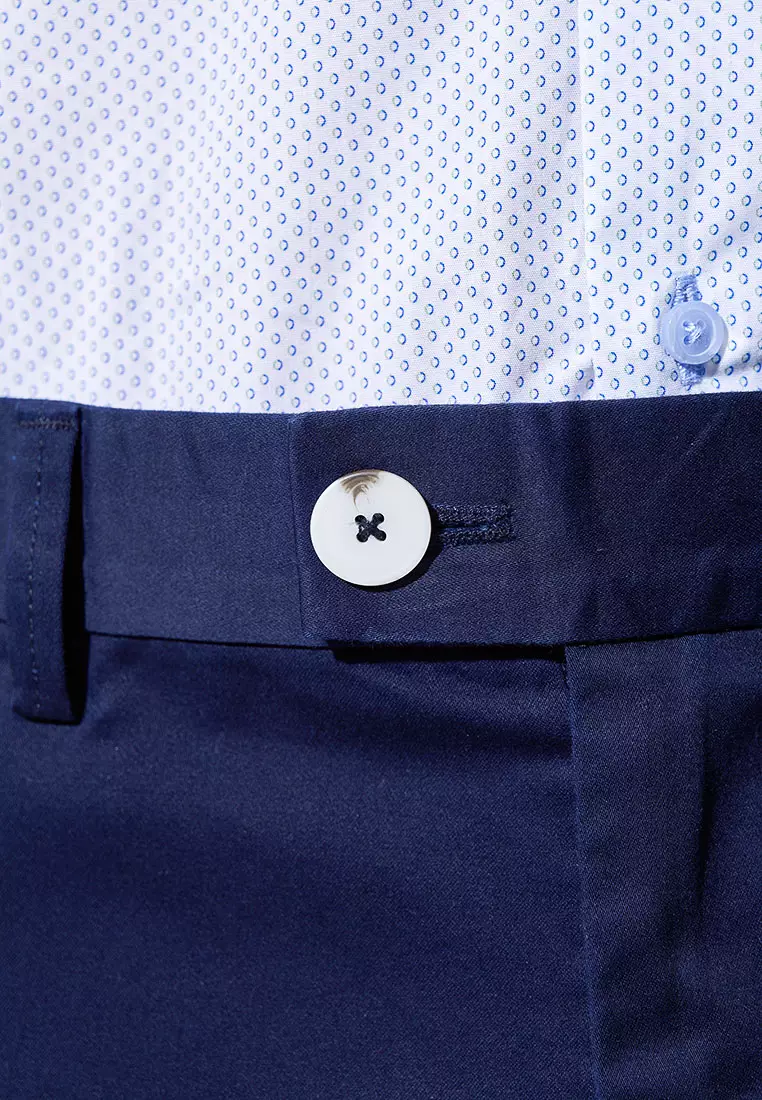 Navy Blue Side-seam Slim Fit Stretch Chinos