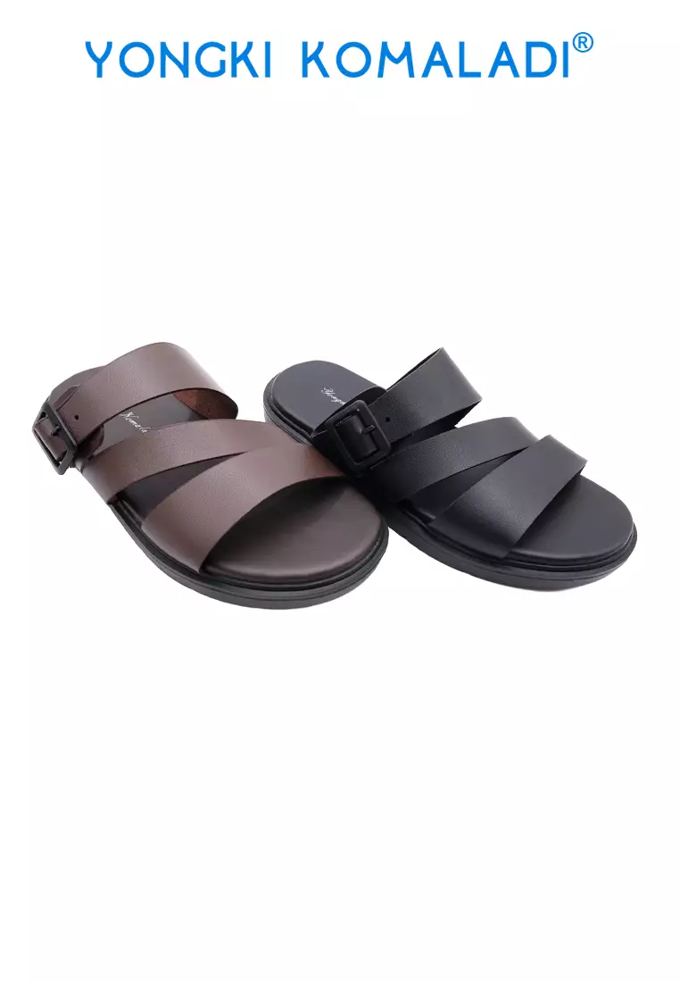 YONGKI KOMALADI LEWIN SANDAL LAKI LAKI OL-KIA4320-BF COFFEE