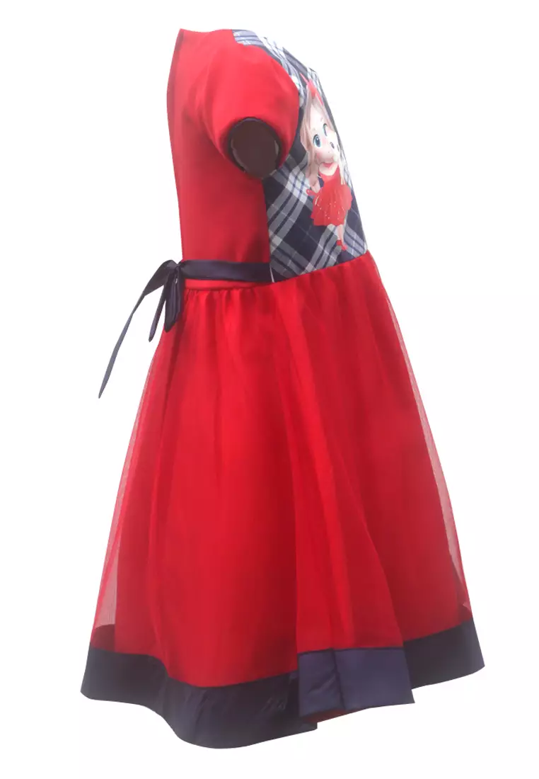 Two Mix Dress Anak Perempuan Fashion Nonik Cantik Usia 1-12 Tahun 4229 Merah