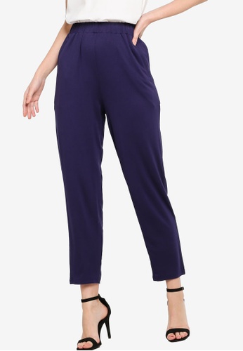 Buy Zalora Basics Jersey Peg Leg Pants With Zip Detail Zalora Hk