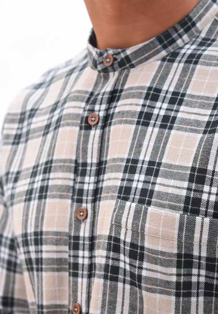 MANZONE Kemeja Shanghai Lengan Panjang Pria QURI - KHAKI