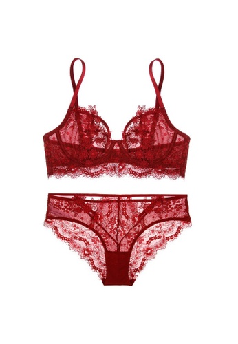 W.Excellence red Premium Red Lace Lingerie Set (Bra and Underwear) C62E2US668C8CDGS_1