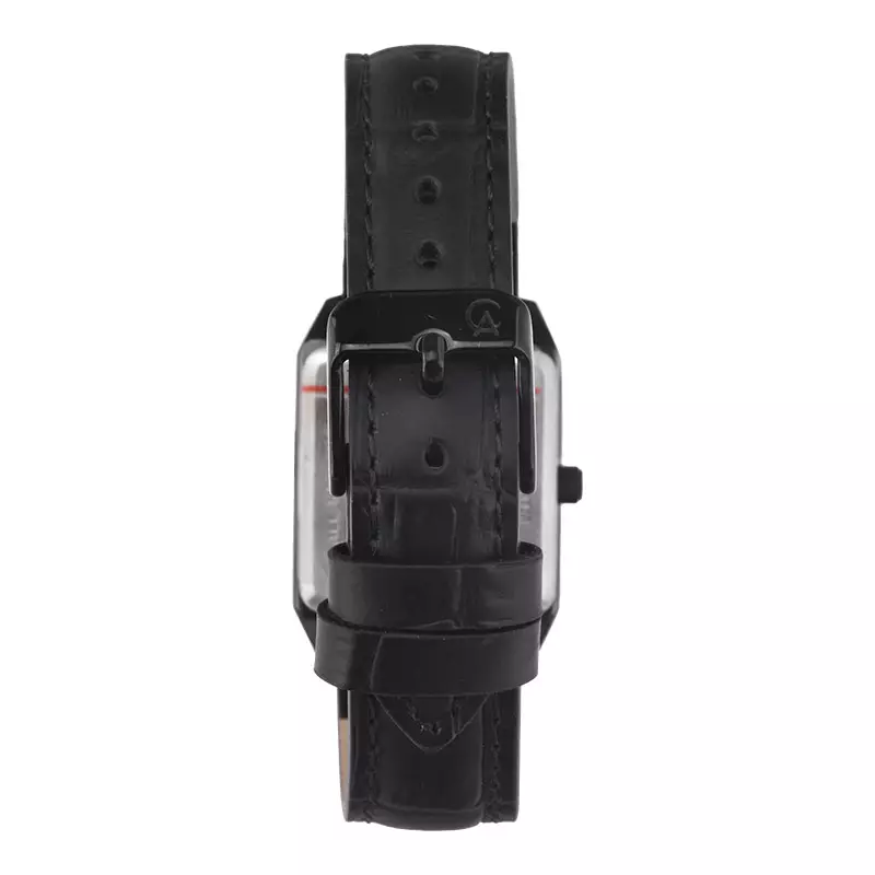 Jam Tangan Wanita Alexandre Christie Primo Steel AC 1038 LD LIPDG Tank Ladies Black Dial Black Leather Strap