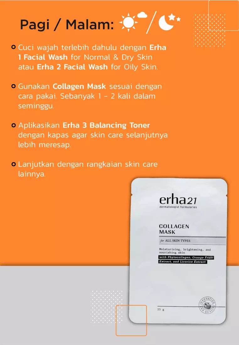 ERHA Collagen Mask 4 Pcs - Masker Wajah Anti Penuaan