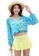 YG Fitness yellow and blue (3PCS) Simple Fresh Print Swimsuit Set D38B9USBB70F05GS_1