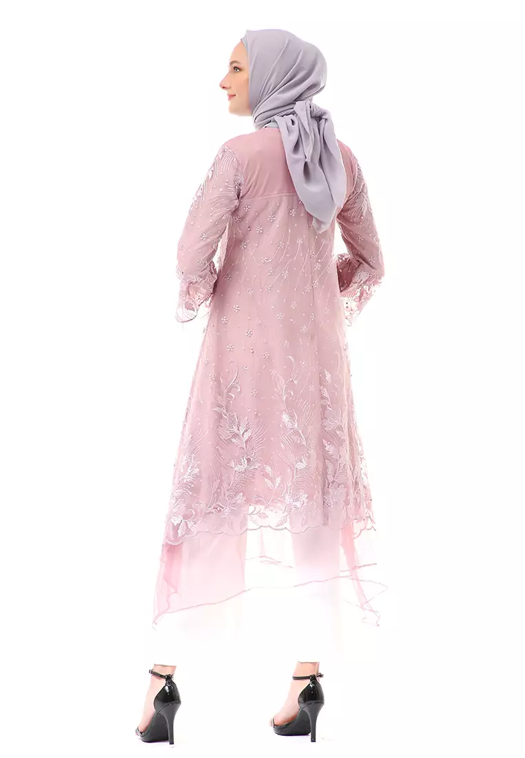Laika Dress Muslimah Brukat Long Sleeve High Quality Premium Wanita - Taro Soft