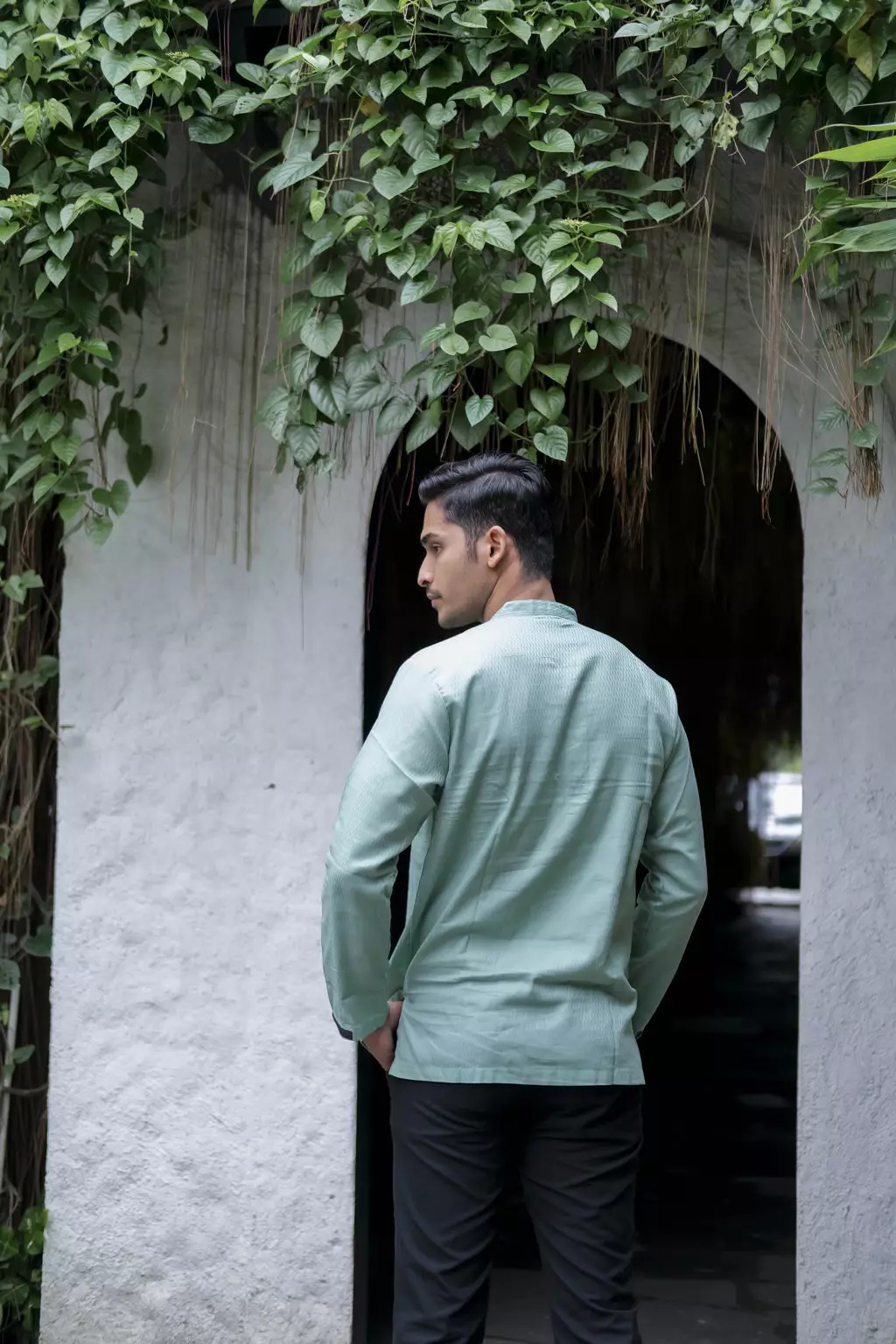 Kemeja Koko Pria Lengan  Panjang Sage Green A3J072