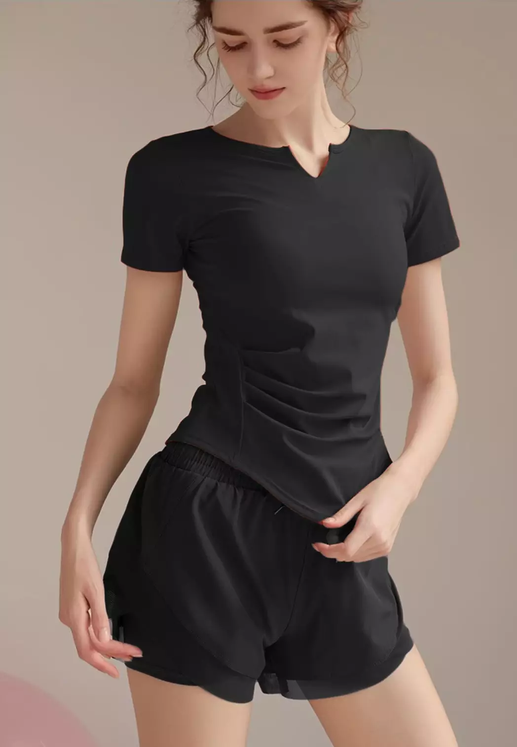 Aeries Top Sport Shirt – Breathable & Stretchable Workout Tee Women V-Neck Short Sleeve Workout Gym Fitness