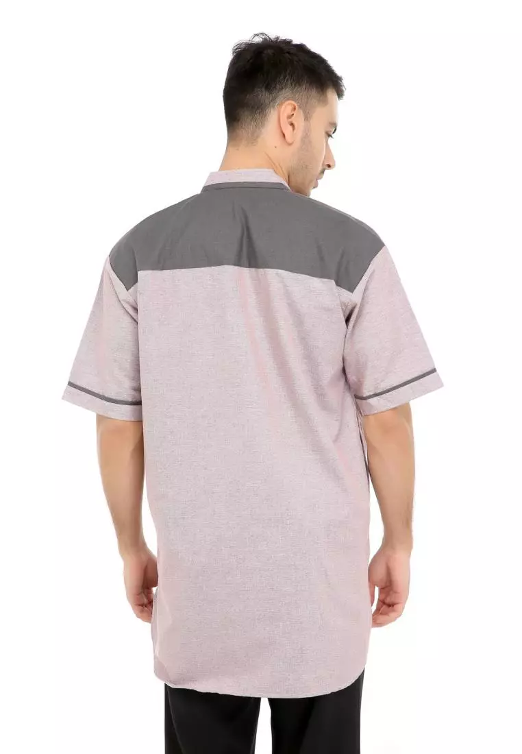 Baju Koko Gamis Muslim Pria Fawwaz - Pink