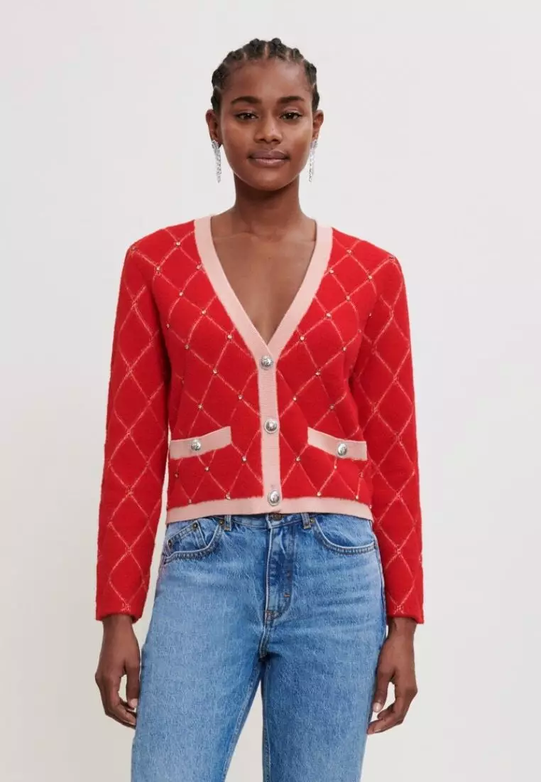 Red 2025 knit cardigan