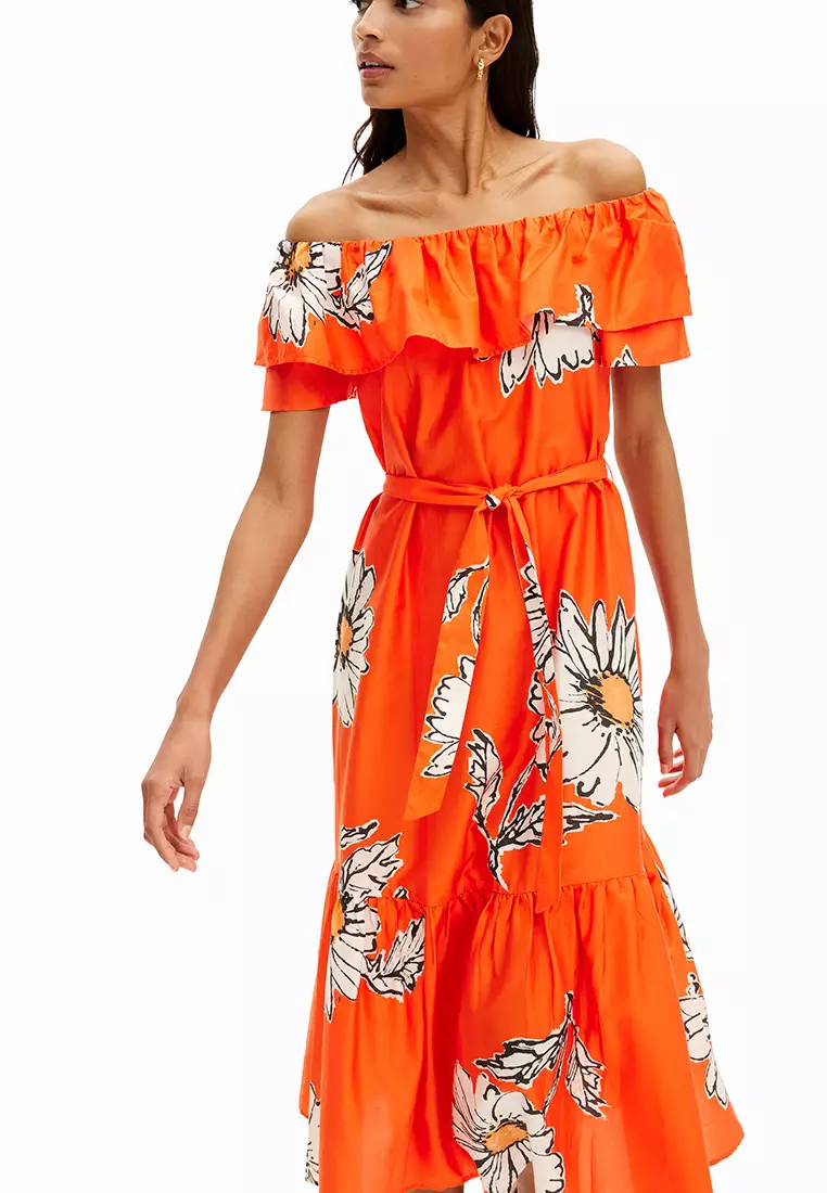 Desigual Woman Daisy ruffle midi dress.