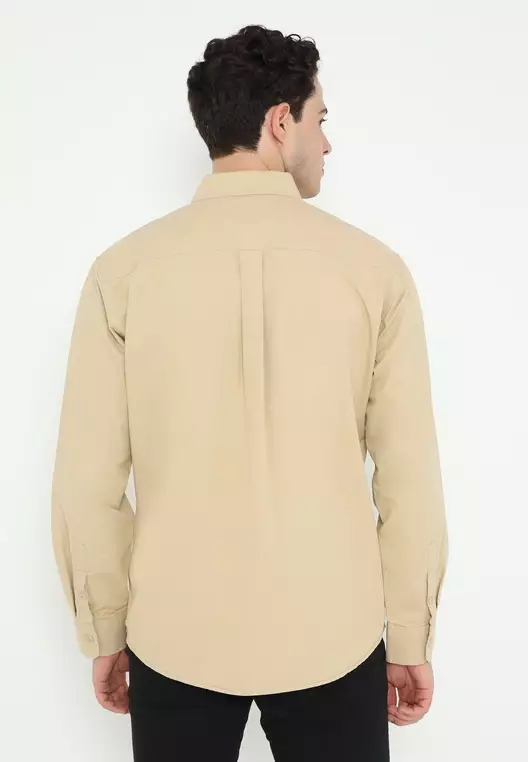 POLICE Kemeja Polos Basic Regular Fit Lengan Panjang Pria