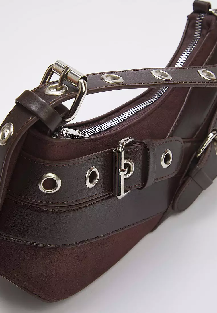 Eyelet Belt Buckle Baguette Bag