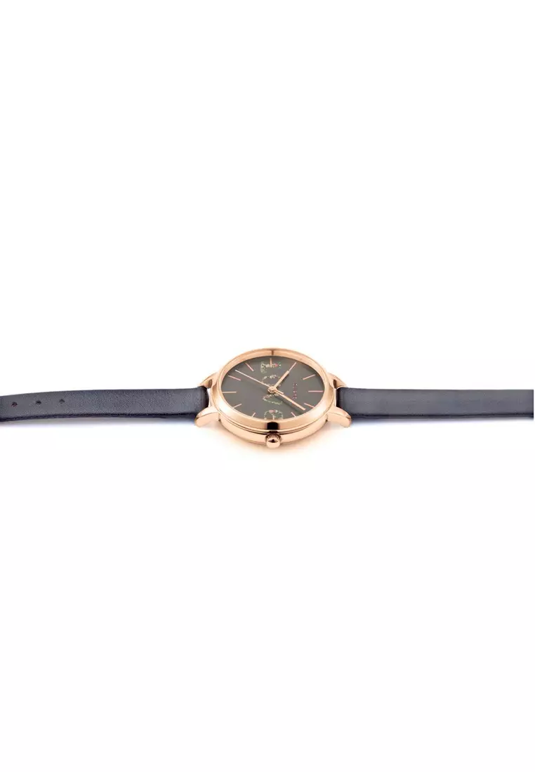 [Sustainable Watch] Oui & Me Petite Fleurette 32mm Floral Dial Grey Leather Women's Quartz Watch ME010061