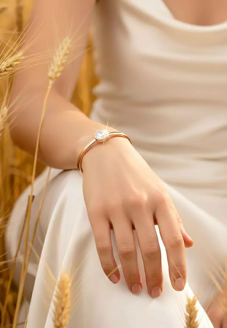 Blair Bangle Embellished with SWAROVSKI® crystals-Rose Gold/Clear