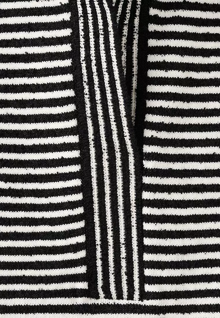 Striped Polo-Neck Sweater