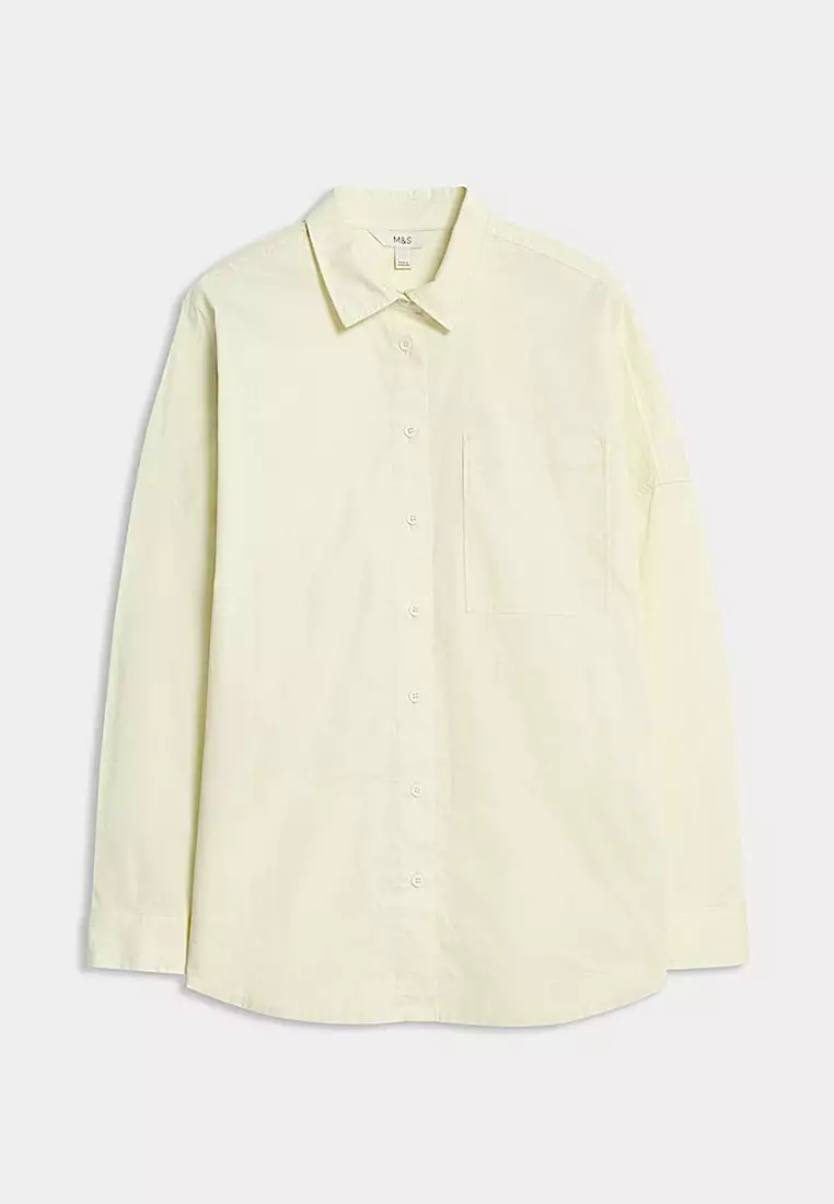 Pure Cotton Collared Button Through Oversized Shirt