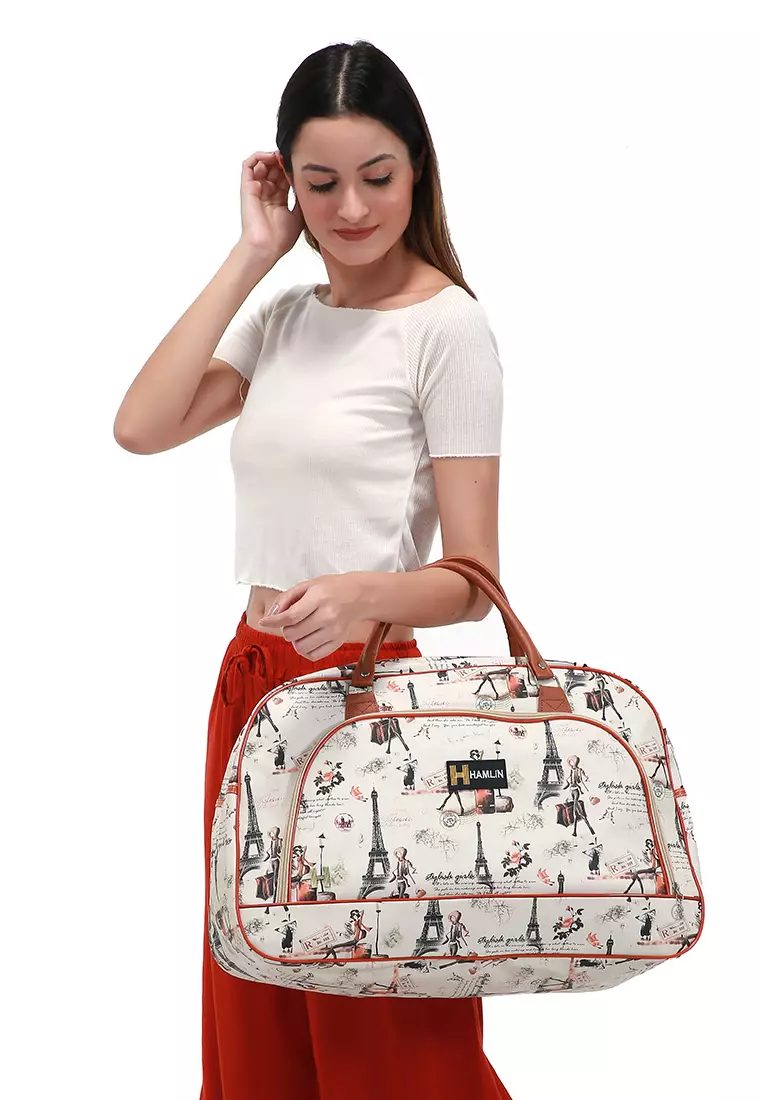 Semply Tas Travel Jinjing Bag 20 Inch Iron Beauty Motif Large Compartment Material Leather Kulit ORIGINAL - Brown