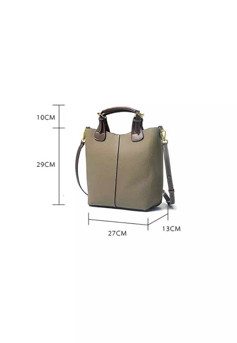 Women's Classic Cowhide Leather 2-Ways Crossbody Bags Hand Bags
