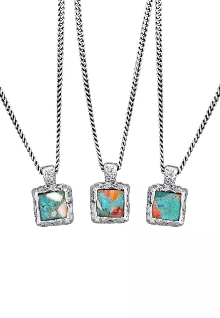 EXCLUSIVE Kalung Perhiasan Perak 925 Pria Pendant Turquoise