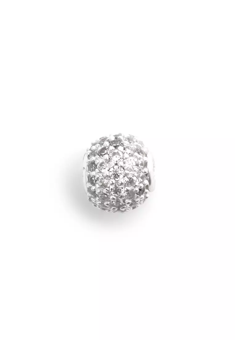 Pavé Orb White Crystal Charm Silver - Unisex Charm for women and men S925 Silver Charm DW Official Authentic Original  perempuan lelaki DW