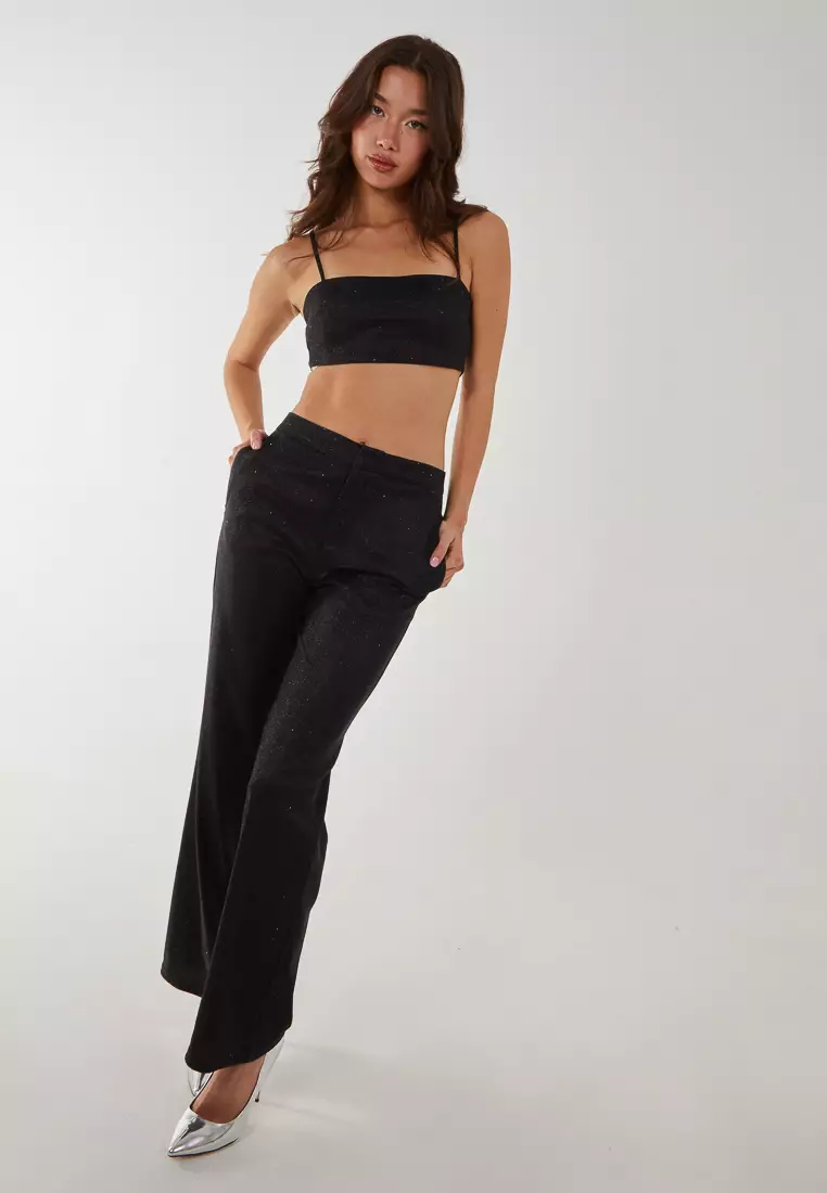 Pink Vanilla Black Metallic Crop Top