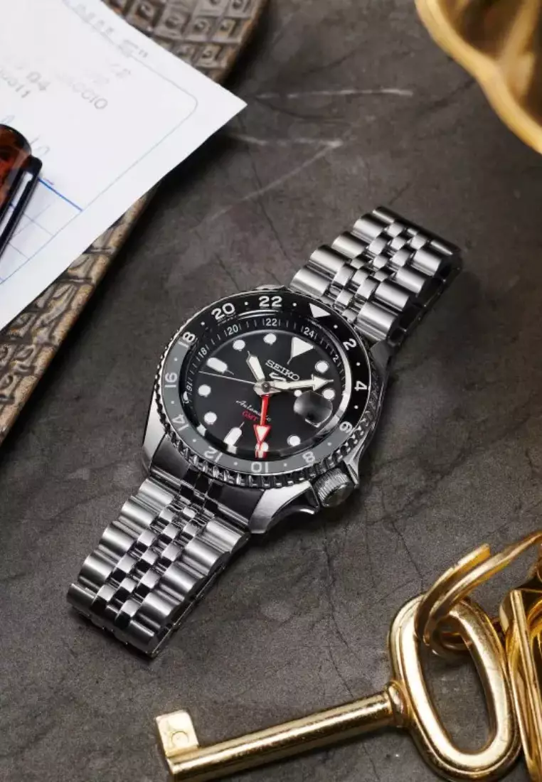 seiko 5 sports black grape gmt skx re interpretation watch