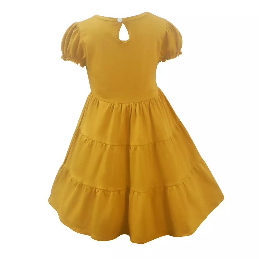 Two Mix Dress Anak Ruffle Perempuan Bahan Kaos Katun Combed Usia 1-12 Tahun 4254