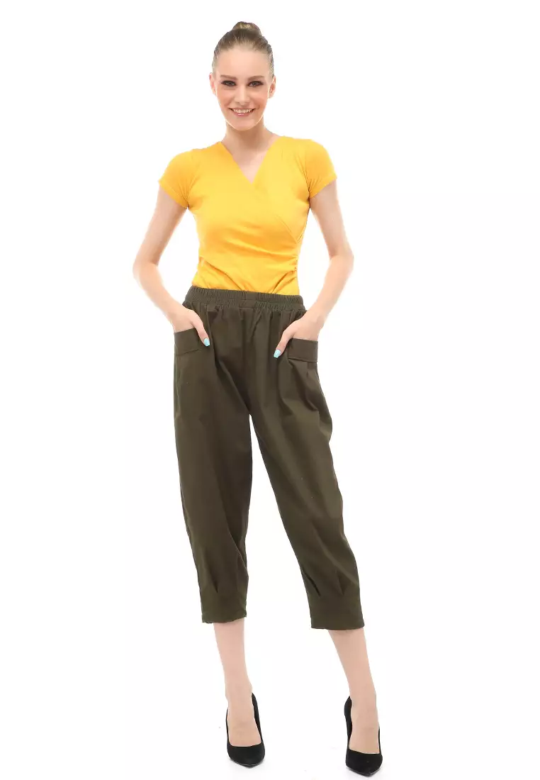 Radcliff Celana Panjang Ruberry Waist Bawahan Wanita Model Jogger Casual - Army