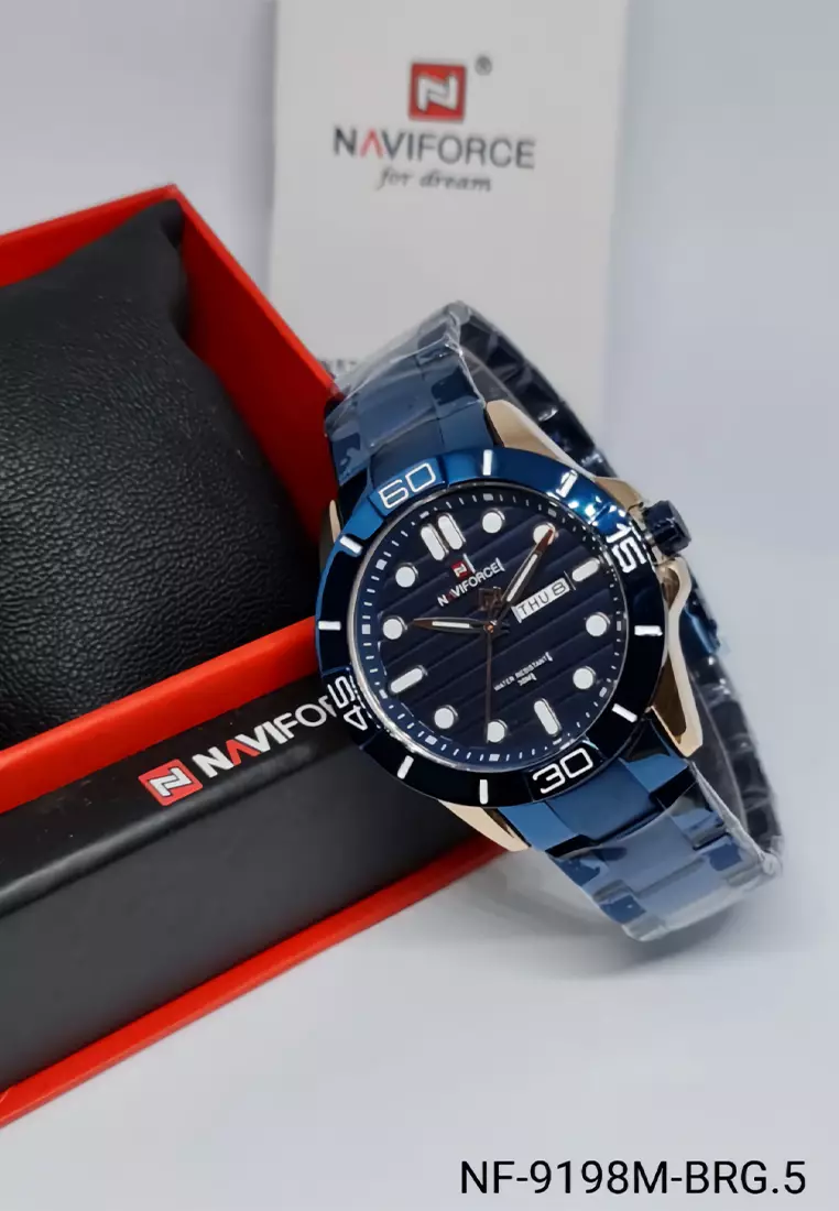 Naviforce - Jam Tangan Pria - Rosegold Blue - Stainless Steel - NF9198
