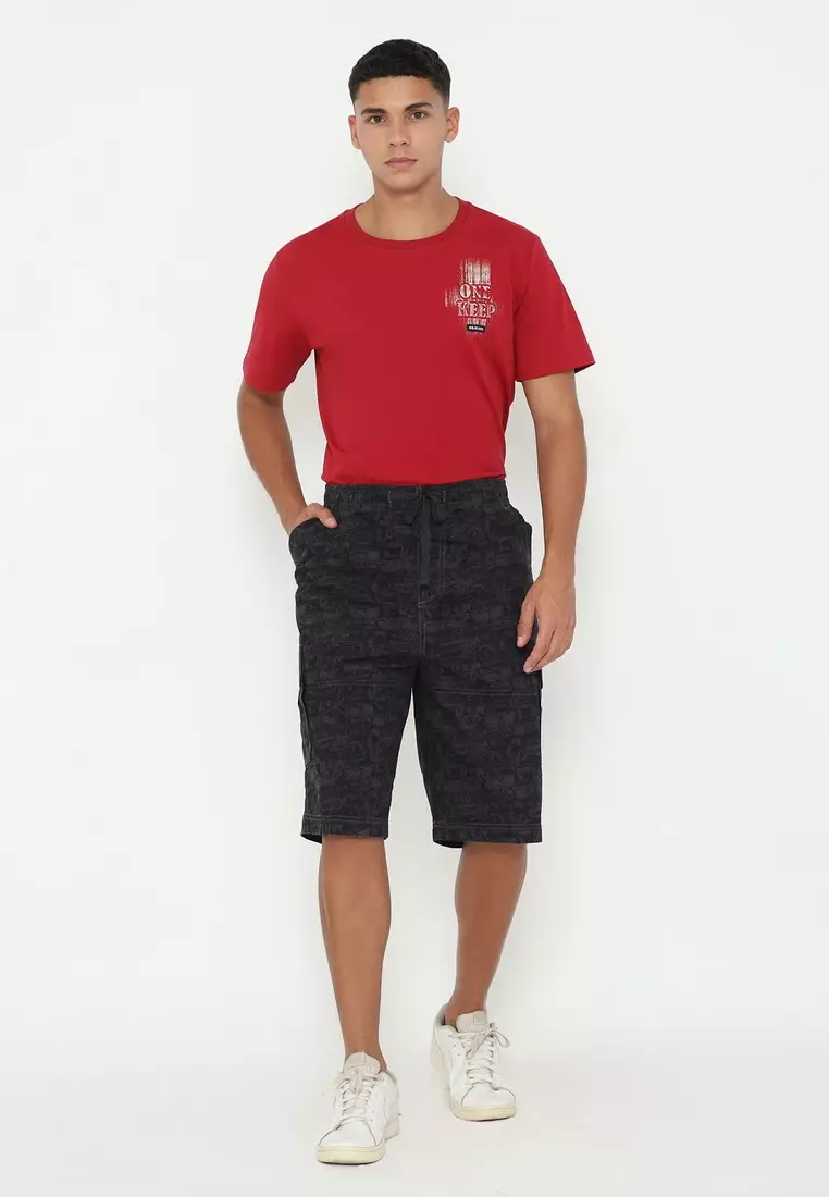 NX Celana Pendek Karet Cargo Printing Pria
