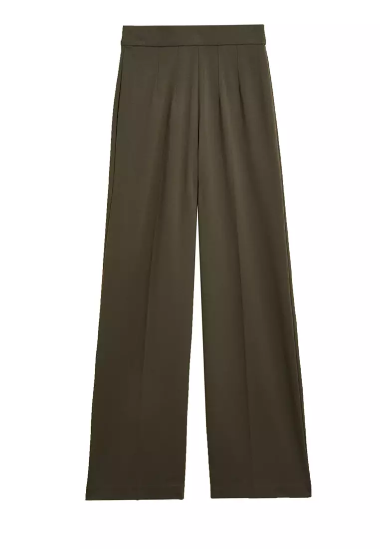Jersey Wide Leg Trousers with Stretch