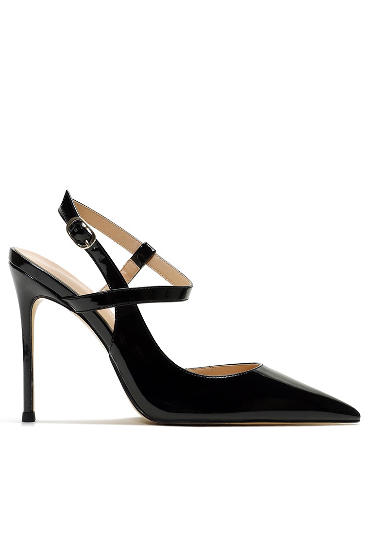 10CM Patent Leather Pointed Slingback High Heels HZL280